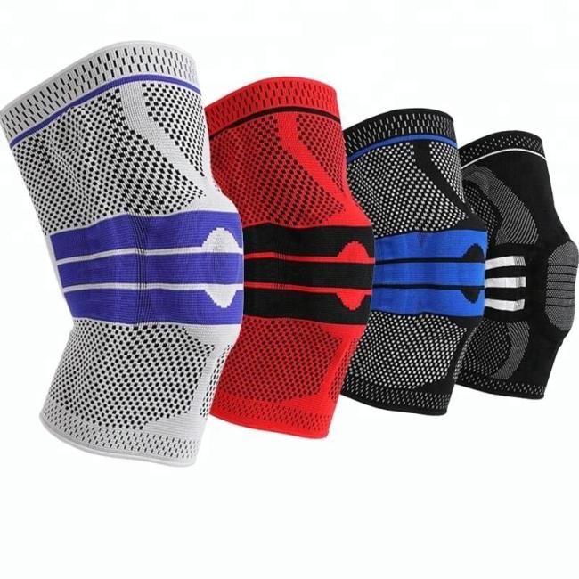 Outdoor Sport Breathable Nylon Silicone Knee Brace Compression Knee Sleeve