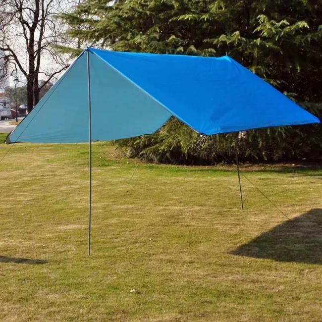 Polyester Camping Tent with Silver Coating Outdoor Waterproof Tent Rain Fly Tarp Sun Shade