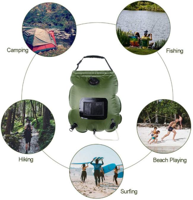 20L Solar Heating Shower Bag Portable Camping Shower for Outdoor