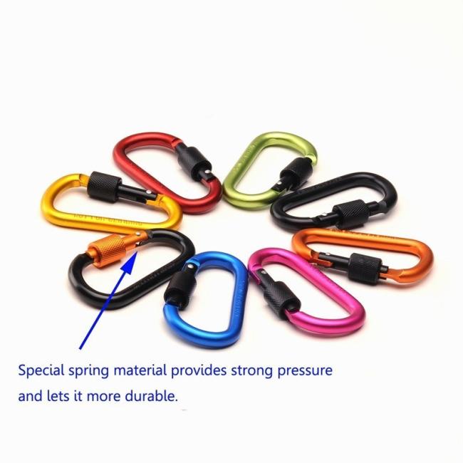 Outdoor Climbing Aluminum D Shape Carabiner Survival Keychain Carabiner Clip