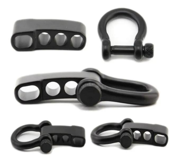 Stainless Steel Screw Bow Shackle 5mm Black Adjustable Paracord Shackle