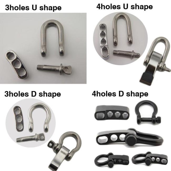 Stainless Steel Screw Bow Shackle 5mm Black Adjustable Paracord Shackle