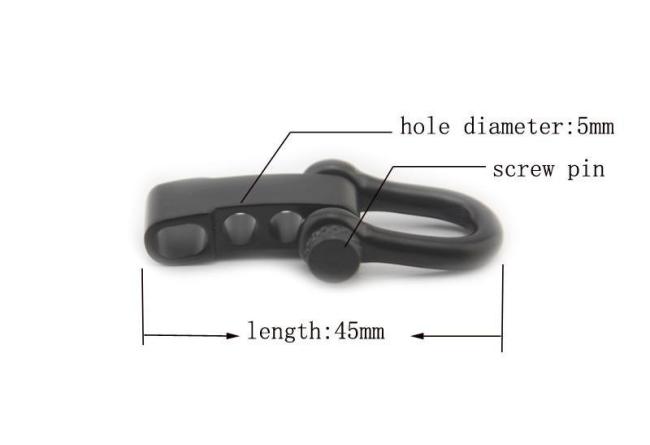 Stainless Steel Screw Bow Shackle 5mm Black Adjustable Paracord Shackle