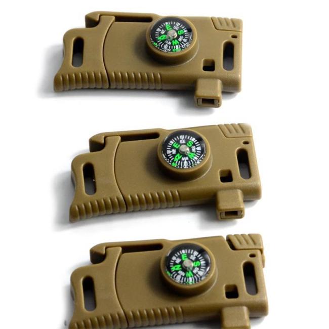 Multifunction Emergency Flint Fire Starter Compass Buckle with Scraper