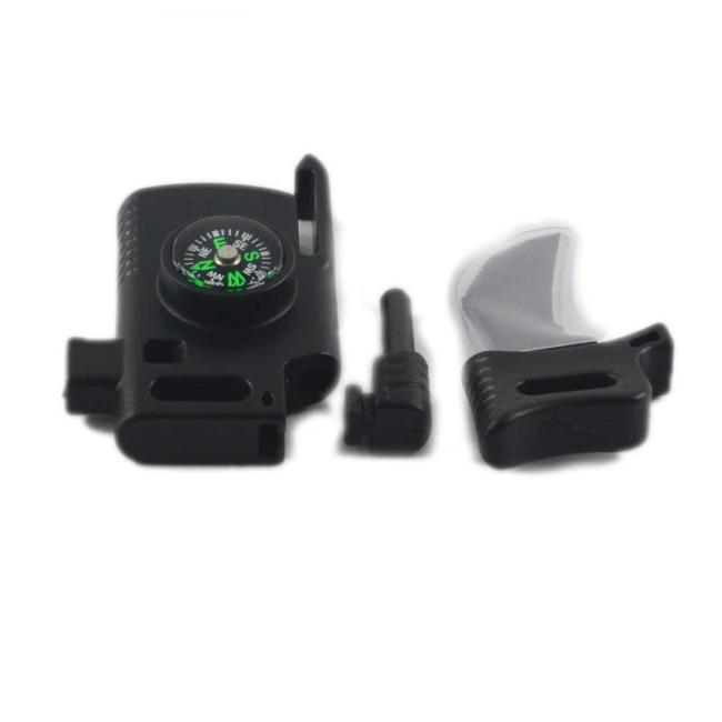 Multifunction Emergency Flint Fire Starter Compass Buckle with Scraper