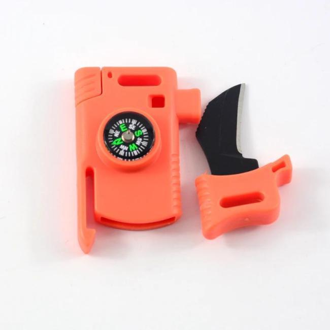 Multifunction Emergency Flint Fire Starter Compass Buckle with Scraper