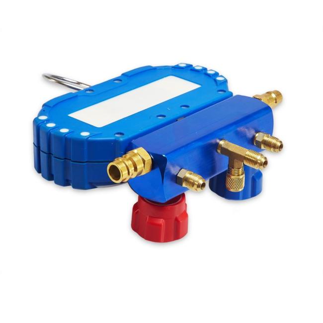 Blue and Red Steel Refrigerant Manifold Pressure Gauge