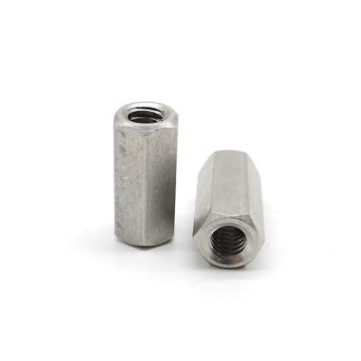 China DIN6334 Grade 18-8 Plain Finish Stainless Steel Hex Coupling Nuts Hex Long Nuts for sale
