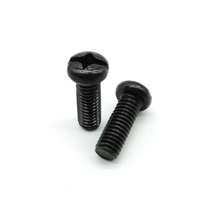 China Black Zinc Steel 4mm Slotted Round Head Machine Screws Phillips Combo Drive for sale