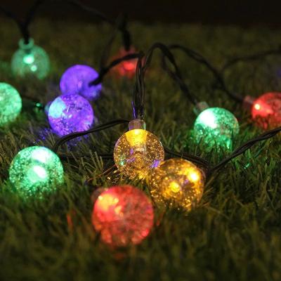 China Solar Color Changing Christmas Globe String Lights 8 Modes 100 Led Crystal Ball String Lights Waterproof Fairy Lights for sale