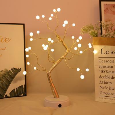 China 108 LED USB 3D Table-Lamp Copper Wire Christmas Fire Tree Night Light for Home Holiday Bedroom Indoor Kids Bar Decor Fairy Light for sale