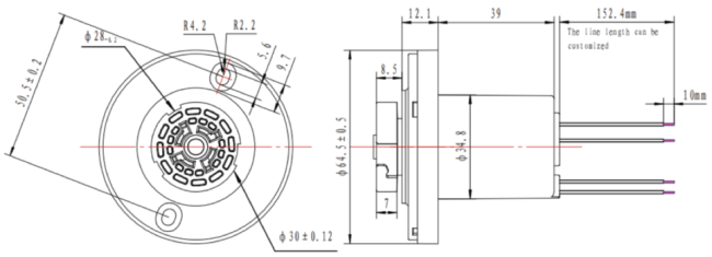 JL-710 Zhaga Book 18 Socket Receptacle dimensional diagram and specifications