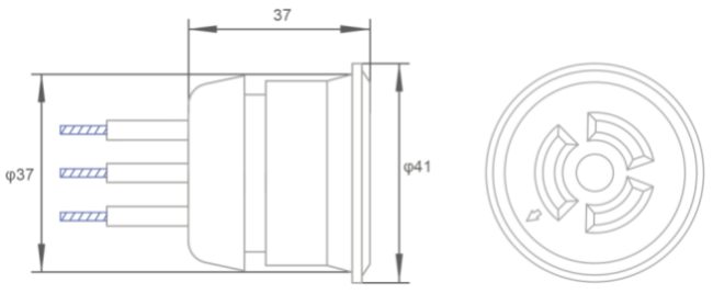 JL-220 Compact Photocontrol Receptacle dimensional diagram showing product size specifications