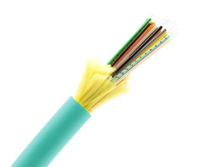 China Cable de distribución interior de la fibra de la base del cable óptico 24 de OM3 Aqua Jacket Tight Buffer Fiber en venta