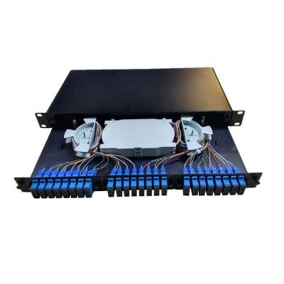 China FTTX 48 Ports Rack Mounted Fiber Optic Patch Panel With SC Simplex Adapter for sale