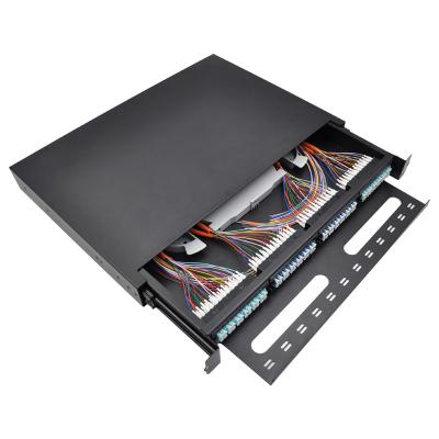 China 96F LC Fiber Optic Splice Tray 1U Patch Panel With Multimode OM3 Pigtails for sale