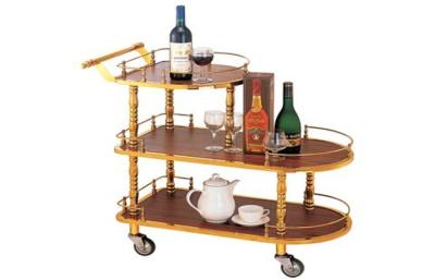 China Copper Plated Room Service Equipments , Liquor Trolley 770x400x825mm For Wine Golden and red color for sale