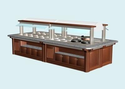 China Wood Structure Marble Stone Hot Buffet Counter, Commercial Buffet Equipment for sale