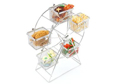 China Commercial Buffet Supplies, Sky Wheel Rotary French Fries Container, Stainless Steel 6-Basket Snack Food Holder for sale