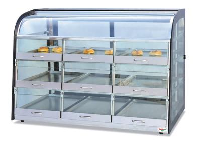 China Table Top Glass Food Warmer Showcase Drawer-Type 3-Layer 9-Pans Bread Display Cabinet for sale
