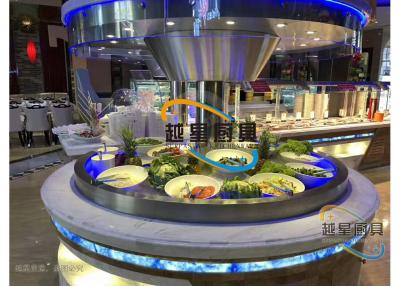 China Contador llevado azul del buffet del restaurante de la exhibición/tabla comercial de la porción del buffet en venta