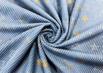 China 230GSM Bronzing Polyester Corduroy Fabric / Stars Blue Corduroy Fabric for sale