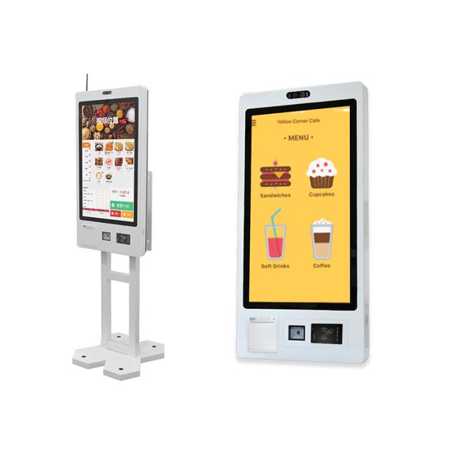 Restaurant Kiosk close-up - Detailed view of touch screen interface and payment options