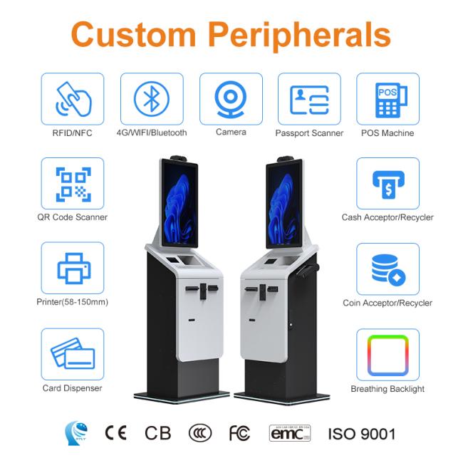 Self-service kiosk in vertical installation