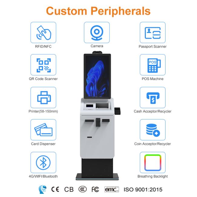Close-up view of kiosk payment processing components