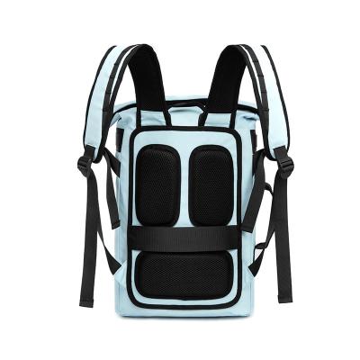 China Laptop RPET Backpack Portable Roll Top Travel Backpack With Breathable Back Padding for sale