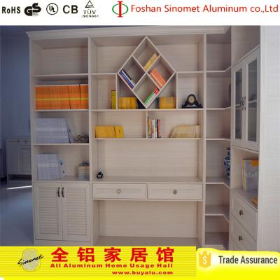 China Living Room Aluminium Fabrication Bookshelf  Antique Style With Glass Door for sale