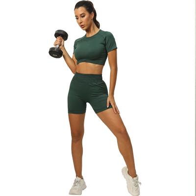China Body-building suit female summer sexy with chest pad Europe and the United States elastic fast-drying sports clothes hig for sale
