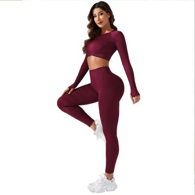 China High waist ABS fitness suit long sports t-shirt suit for sale