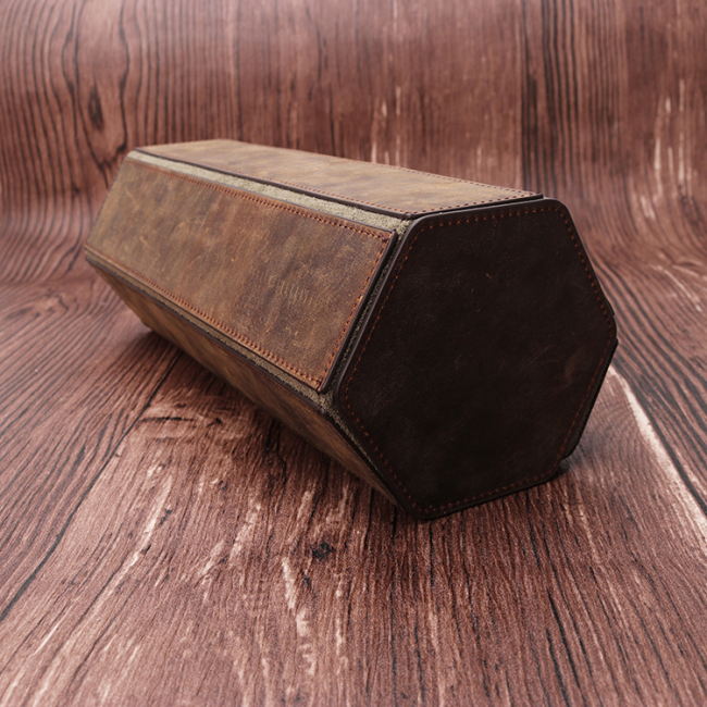 Luxury Handmade Custom Logo Travel Genuine Leather 3 Slots Hexagon Watch Roll Storage case Box