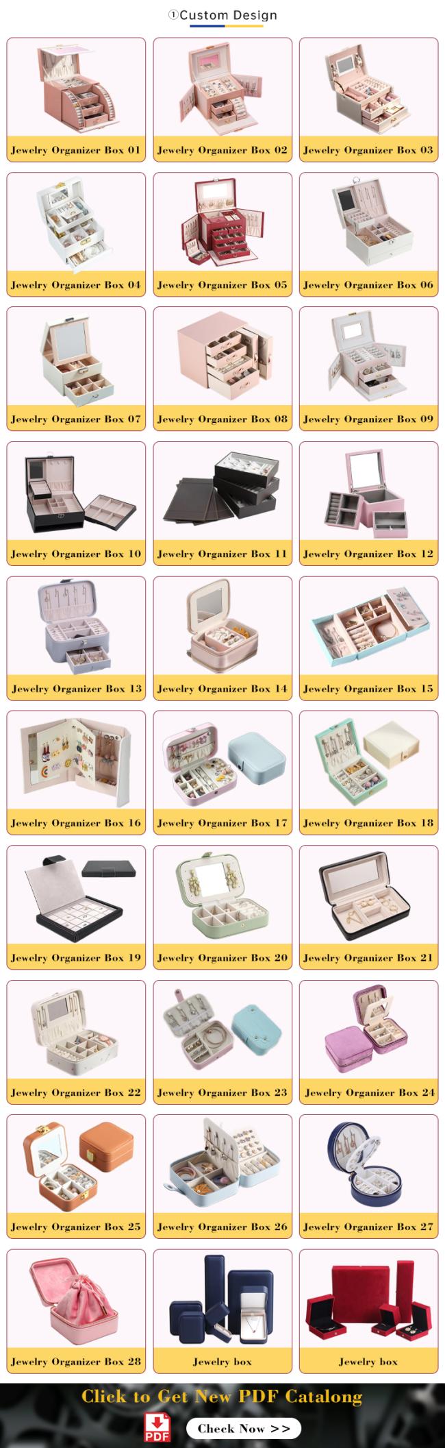 Luxury Small Portable Folding Travel Custom PU Leather Jewelry Box Organizer Case for Necklaces Rings Bracelets 3