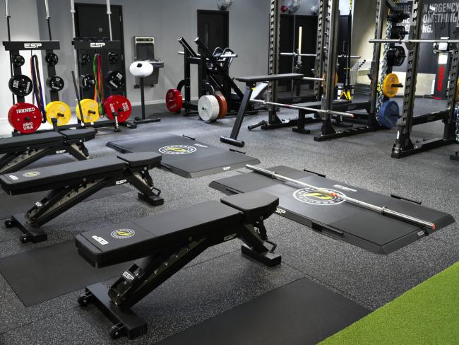 Gym flooring in use