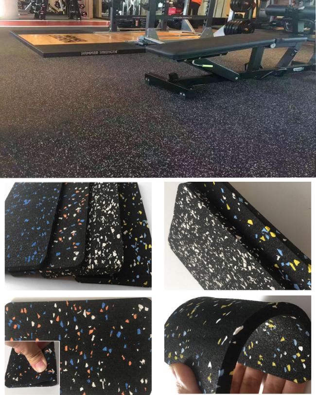 EPDM rubber flooring roll in gym setting