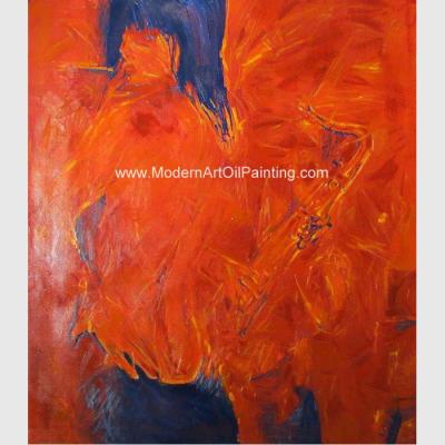 China Woman Modern Art Oil Painting , Abstract Art Paintings Smoking Woman Saxophone for sale