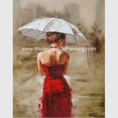 China Acrylic Modern Art Oil Painting Decorative Wall Art Girl with Red Dress  on Canvas for sale