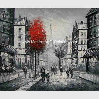China Paris Painting Black And White , Impression Palette Knife Landscape Painting for sale