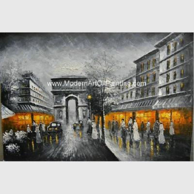 China Canvas Paris Cityscape Paintings , Oil Painting Modern Abstract Art Bars for sale
