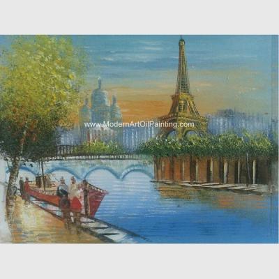 China Modern Paris Oil Painting Eiffel Tower Handmade Jane Style Maintaining Freshness for sale