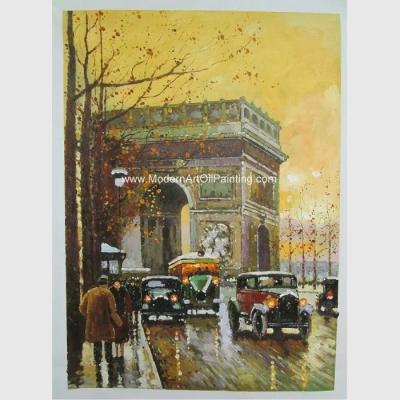 Chine Peinture à l'huile contemporaine de scène de rue de Paris Arc de Triomphe sur la toile à vendre