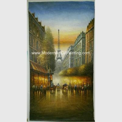 China Cuchillo de paleta viejo del paisaje de París de la pintura al óleo hecha a mano de París con textura en venta