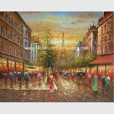 China Thick Oil Paris Street Scene Canvas Painting Gifts Promotion Show Custom Size Color for sale