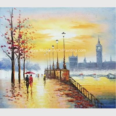 China Hand Painted Paris Oil Painting Acrylic  Scenery Building Eco Friendly For Wall Deco for sale