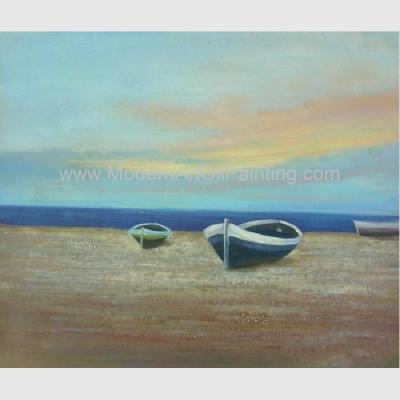 China Modern Decorative Boats Oil Painting Ship On The Beach Acrylic And Oil Painting for sale