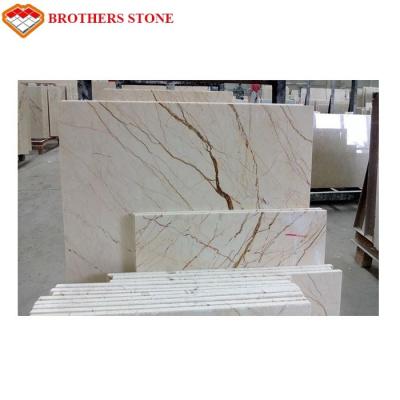 China Floor Decor Sofitel Gold Marble Stone Tile With Polished Surface Finishing for sale
