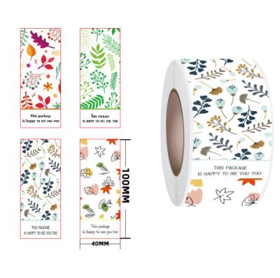 China Plant Flower Pattern Rectangular Adhesive Label Sticker 40*100mm for Gift Box for sale
