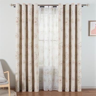 China Classic Vintage Floral Print Living Room Bedroom Blackout Curtains Perforated Curtains for sale